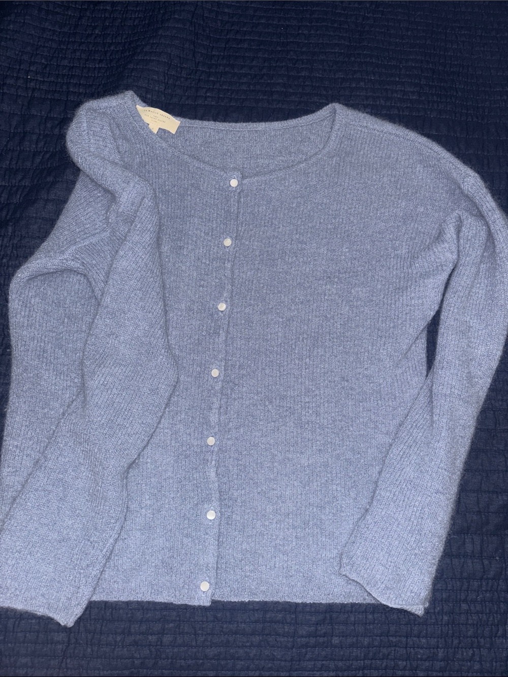 Sezane Heather Blue Button-Front Cardigan